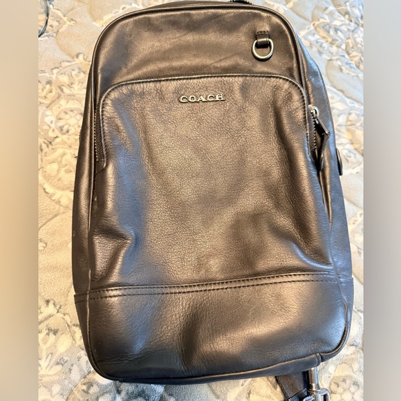 Coach authentic trackpack backpack black leather excellent condition main image 5